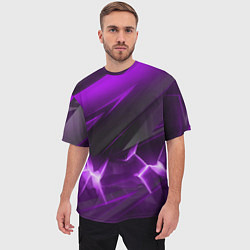 Футболка оверсайз мужская Фиолетовая объемная абстракция, цвет: 3D-принт — фото 2