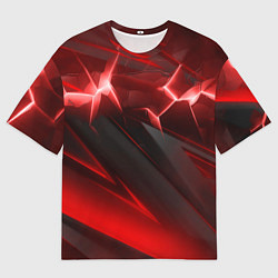 Мужская футболка оверсайз Яркая красная объемная абстракция