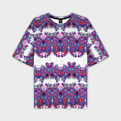 Мужская футболка оверсайз Узорчатый фиолетовый орнамент