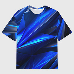 Мужская футболка оверсайз Синяя геометрическая абстракция