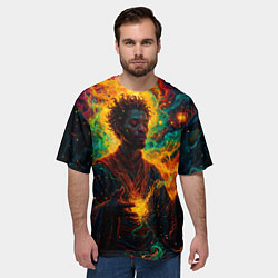 Футболка оверсайз мужская Огненный монах, цвет: 3D-принт — фото 2