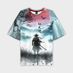 Мужская футболка оверсайз Japanese samurai - ghost of Tsushima