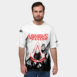 Футболка оверсайз мужская Assassins Creed огненное лого гейм, цвет: 3D-принт — фото 2