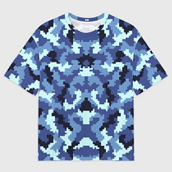 Мужская футболка оверсайз Камуфляжный синий стиль