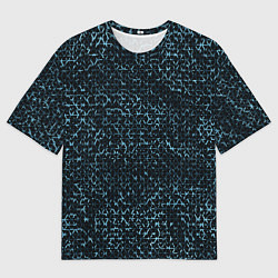 Футболка оверсайз мужская Чёрный с голубыми вставками текстурированный, цвет: 3D-принт