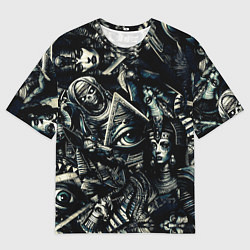 Мужская футболка оверсайз Глаз в пирамиде и Египетские Божества