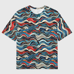 Футболка оверсайз мужская Разноцветные абстрактные волны, цвет: 3D-принт
