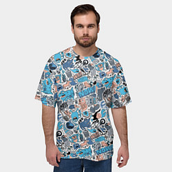 Футболка оверсайз мужская Дудл животные и монстры, цвет: 3D-принт — фото 2