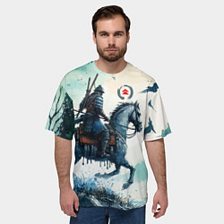 Футболка оверсайз мужская Японский конный самурай - призрак Цусимы, цвет: 3D-принт — фото 2