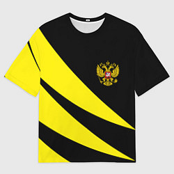 Мужская футболка оверсайз Россия текстура жёлтый