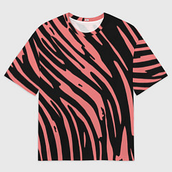Мужская футболка оверсайз Чёрно-розовый полосами
