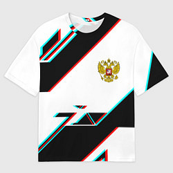 Мужская футболка оверсайз Россия спортивная геометрия глитч