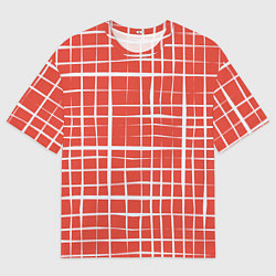 Мужская футболка оверсайз Светлая клетка на красном