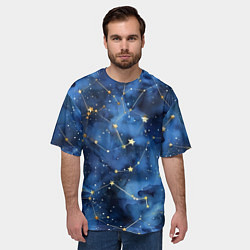 Футболка оверсайз мужская Узор созвездий живопись, цвет: 3D-принт — фото 2