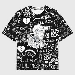 Футболка оверсайз мужская Lil Peep pattern автографы лого, цвет: 3D-принт