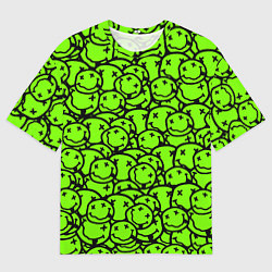Мужская футболка оверсайз Nirvana green logo smile