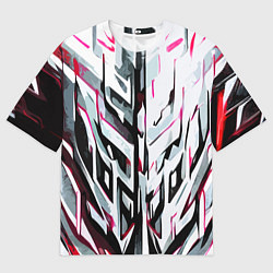Мужская футболка оверсайз Хаотичная красно-белая абстракция