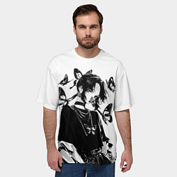 Футболка оверсайз мужская Модная Шинобу Кочо с бабочками - Клинок рассекающи, цвет: 3D-принт — фото 2