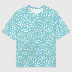 Мужская футболка оверсайз Мозаика на голубом
