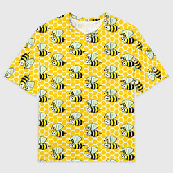 Мужская футболка оверсайз Пчелиный паттерн