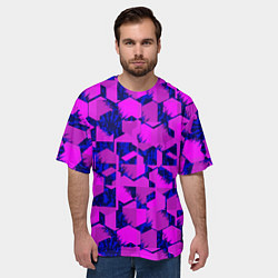 Футболка оверсайз мужская Абстракция темно фиолетовый геометрический фон, цвет: 3D-принт — фото 2