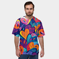 Футболка оверсайз мужская Радужные сердца, цвет: 3D-принт — фото 2