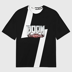 Мужская футболка оверсайз Doom eternal geometry white