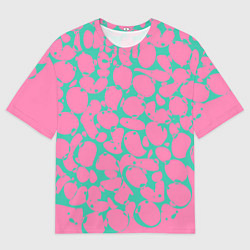 Мужская футболка оверсайз Бирюзовая паутина на розовом