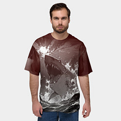 Футболка оверсайз мужская Клыкастая акула, цвет: 3D-принт — фото 2