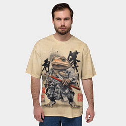 Футболка оверсайз мужская Жаба самурай - japan aesthetic, цвет: 3D-принт — фото 2