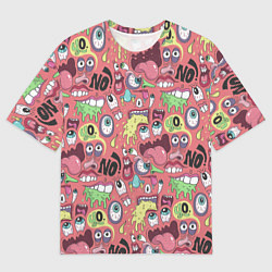 Мужская футболка оверсайз Монстры ой ой нет