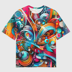 Мужская футболка оверсайз Абстрактное граффити - нейроарт завихренья