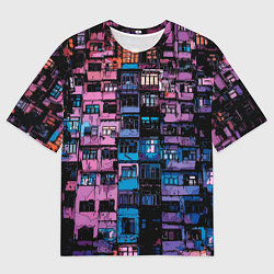 Футболка оверсайз мужская Панельки мультяшные паттерн-текстура, цвет: 3D-принт