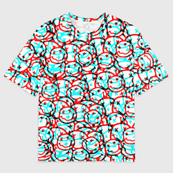 Мужская футболка оверсайз Nirvana smile glitch