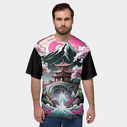 Футболка оверсайз мужская Пейзаж Японии природа, цвет: 3D-принт — фото 2