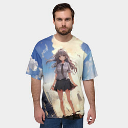 Футболка оверсайз мужская Девушка аниме, цвет: 3D-принт — фото 2