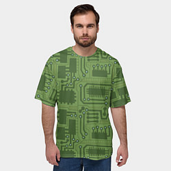 Футболка оверсайз мужская Милитари электронная плата, цвет: 3D-принт — фото 2
