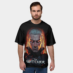 Футболка оверсайз мужская Ведьмак с красными глазами, цвет: 3D-принт — фото 2