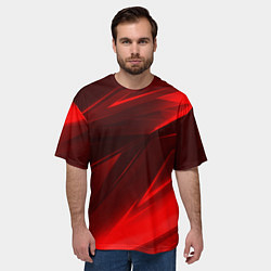 Футболка оверсайз мужская Абстрактные линии красный, цвет: 3D-принт — фото 2