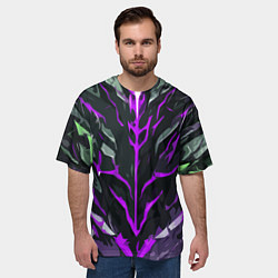 Футболка оверсайз мужская Фиолетовые адские полосы на чёрном фоне, цвет: 3D-принт — фото 2