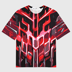 Футболка оверсайз мужская Абстрактные красные линии на чёрном фоне, цвет: 3D-принт