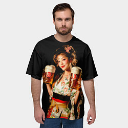 Футболка оверсайз мужская Японское пиво, цвет: 3D-принт — фото 2