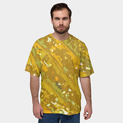 Футболка оверсайз мужская Белые фрагменты на жёлтом фоне, цвет: 3D-принт — фото 2