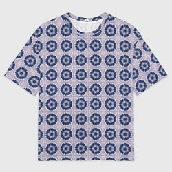 Мужская футболка оверсайз Узор синяя плитка