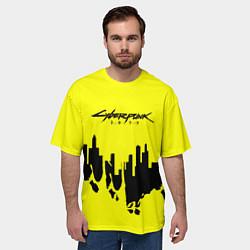 Футболка оверсайз мужская Cyberpunk 2077 geometry yellow, цвет: 3D-принт — фото 2