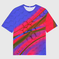 Мужская футболка оверсайз Неоновая броня соты