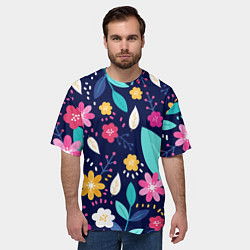 Футболка оверсайз мужская Абстракция цветочный фон, цвет: 3D-принт — фото 2
