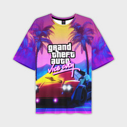 Футболка оверсайз мужская Vice city retro wave Lambo, цвет: 3D-принт