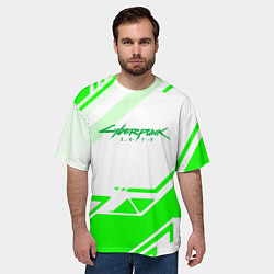 Футболка оверсайз мужская Cyberpunk 2077 geometry green, цвет: 3D-принт — фото 2