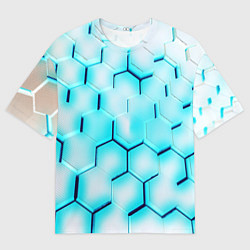 Мужская футболка оверсайз Неоновая броня соты